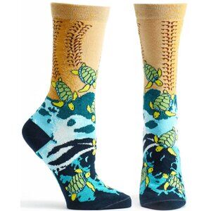 NEW Ozone Womens Sea Turtle Crew Socks NWT Navy Novelty Ocean